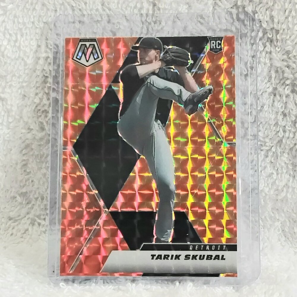 3/$25 Mint 2021 Mosaic Tarik Skubal Orange Prizm RC Off Cut MLB Card 246!!